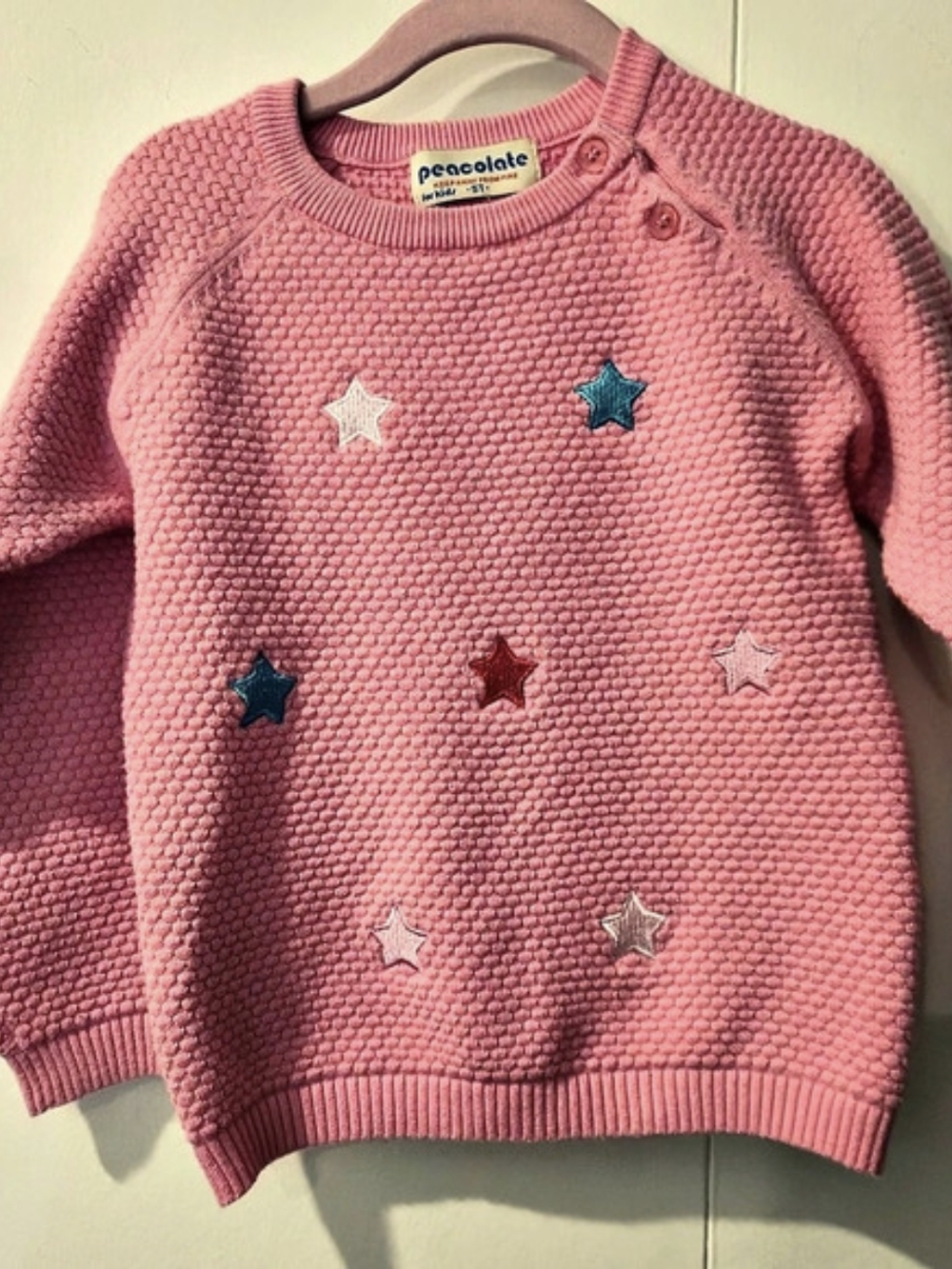 Peacolate Girls 5T Pink Star Sweater